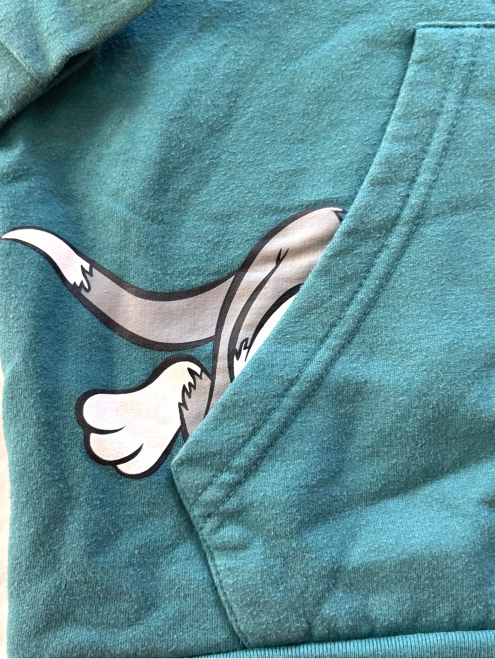 NWOT Tom & Jerry Green Pullover Hoodie Kangaroo Pocket SZ L - Picture 4 of 15